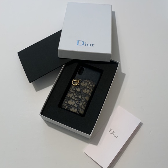 Dior Saddle Oblique Jacquard Canvas & Leather iPhone X Case • Authentic - Picture 3 of 16